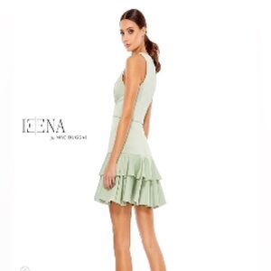 IEENA for Mac Duggal Sage Green Tiered Ruffle Dress Size 2 Cocktail NWOT